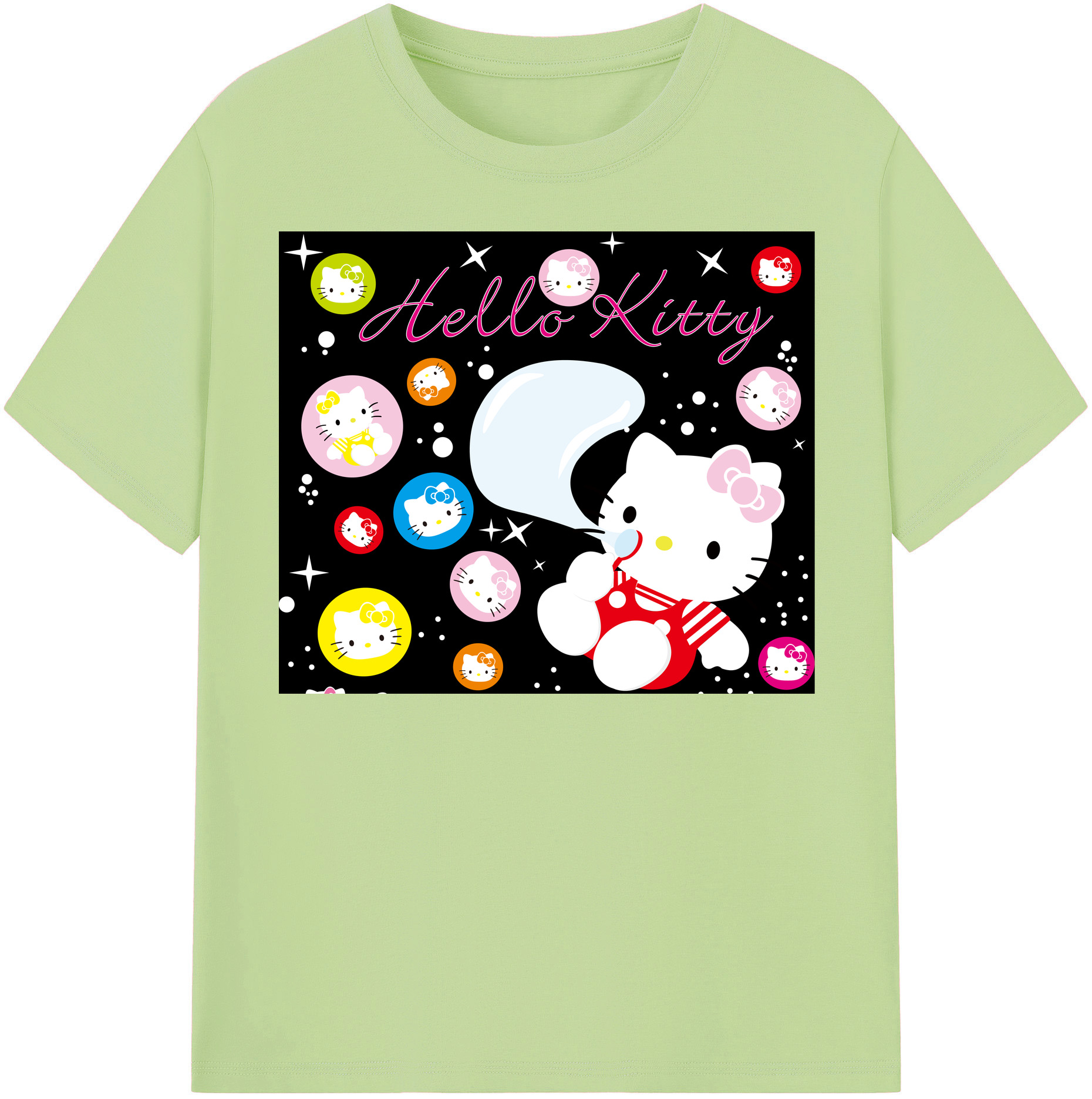 （画像用） Hello Kitty ハローキティ 綿100％半袖Tシャツ（フロントプリント）